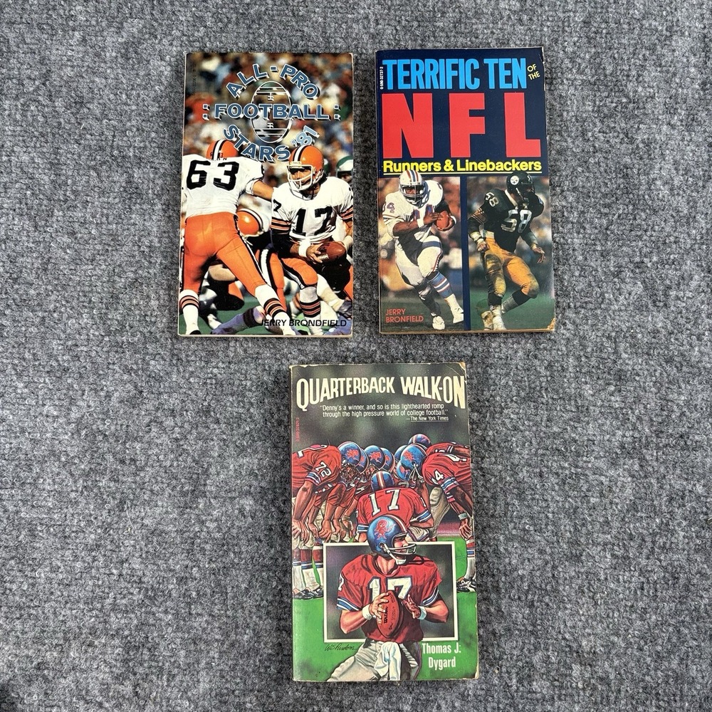Lot Of 3 Vintage Scholastic NFL‎ Football Books 1980s Jerry Brondfield Dygard PB